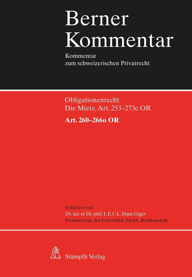 Die Miete, Art. 260-266o OR